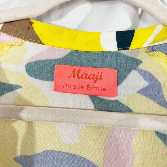 Maaji Yellow Printed Long Sleeve Dress Cover Up Swim - Size Small - Picture 5 of 8